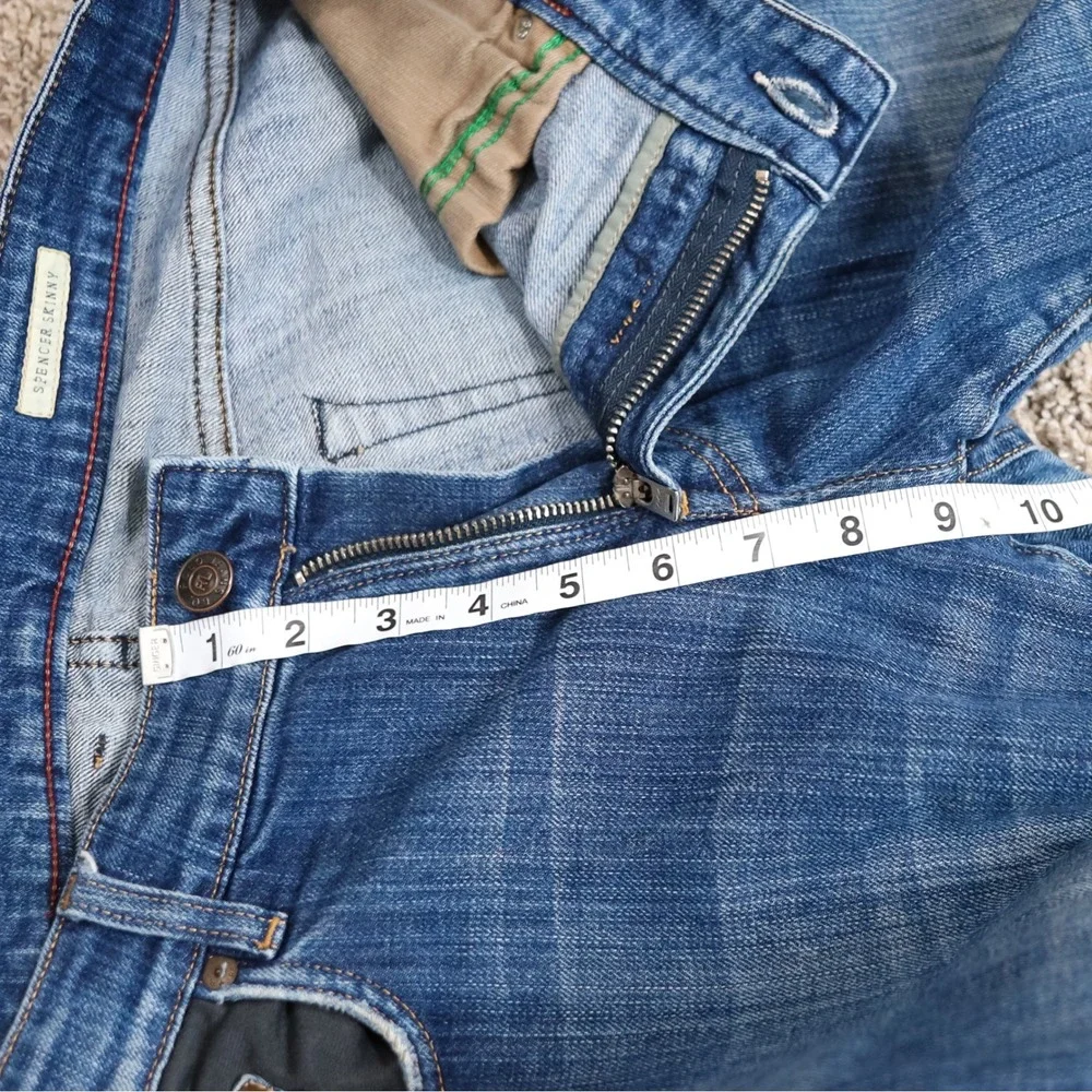 Polo Ralph Lauren Spencer Skinny‎ Mens 34x32 Blue Distressed Flag Denim Jeans